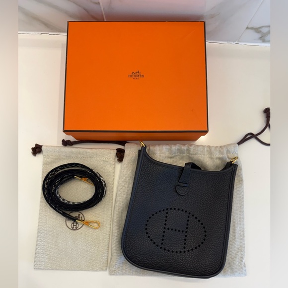 Hermes Handbags - Hermès Evelyne TPM Taurillon Clemence Crossbody Bag -Caban